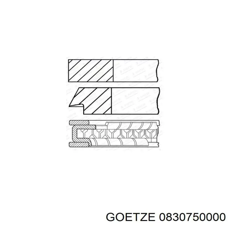 Кільця поршневі на 1 циліндр, STD. Goetze 0830750000 ціна, від 12.45 USD