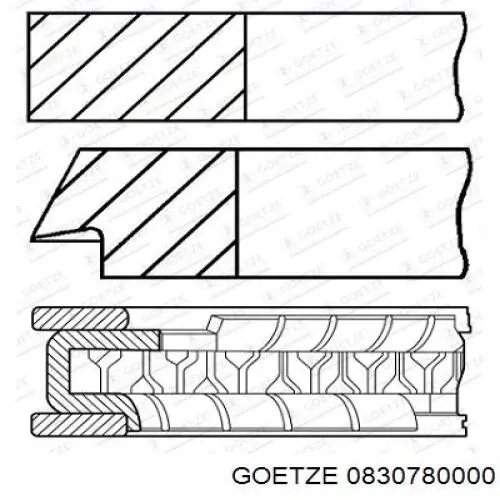 Кільця поршневі на 1 циліндр, STD. Goetze 0830780000 ціна, від 9.76 USD