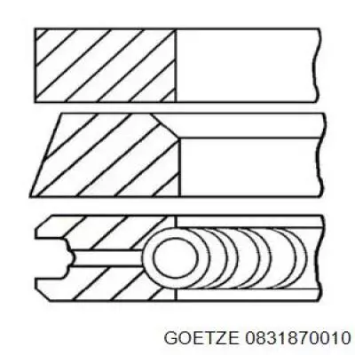 Кільця поршневі на 1 циліндр, STD. Goetze 0831870010 ціна, від 12.65 USD