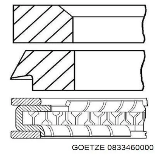 Купити 0833460000 Goetze Кільця поршневі на 1 циліндр, STD.