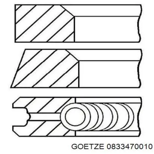 Кільця поршневі на 1 циліндр, STD. 0833470010 Goetze