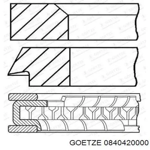 Кільця поршневі на 1 циліндр, STD. Goetze 0840420000 ціна, від 8.16 USD