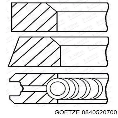0840520700 Goetze кільця поршневі на 1 циліндр, 2-й ремонт (+0,50)