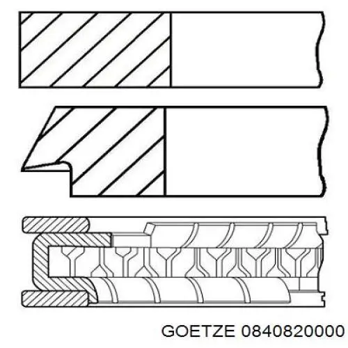 Кільця поршневі на 1 циліндр, STD. 0840820000 Goetze