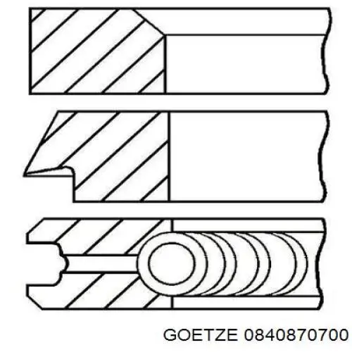 0840870700 Goetze кільця поршневі на 1 циліндр, 2-й ремонт (+0,50)