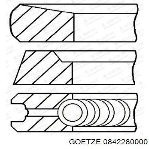 Кольца поршневые STD. GOETZE 0842280000 Кольца поршневые STD. GOETZE 0842280000