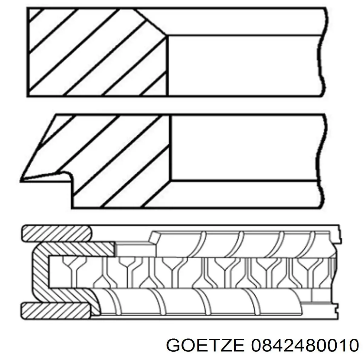 Кільця поршневі на 1 циліндр, STD. 0842480010 Goetze