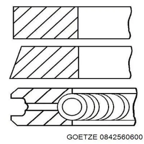 Кільця поршневі на 1 циліндр, 2-й ремонт (+0,50) Goetze 0842560600 ціна, від 19.65 USD