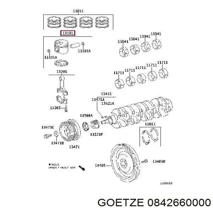 Кільця поршневі на 1 циліндр, STD. Goetze 0842660000 ціна, від 27.28 USD