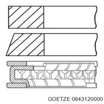 0843120000 Goetze Кільця поршневі на 1 циліндр, STD.