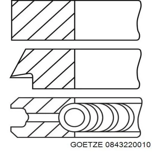 Кільця поршневі на 1 циліндр, STD. 0843220010 Goetze