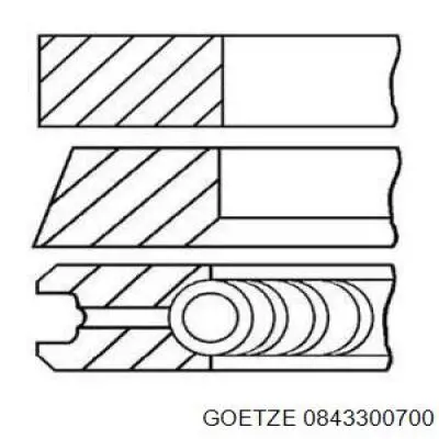 0843300700 Goetze кільця поршневі на 1 циліндр, 2-й ремонт (+0,50)