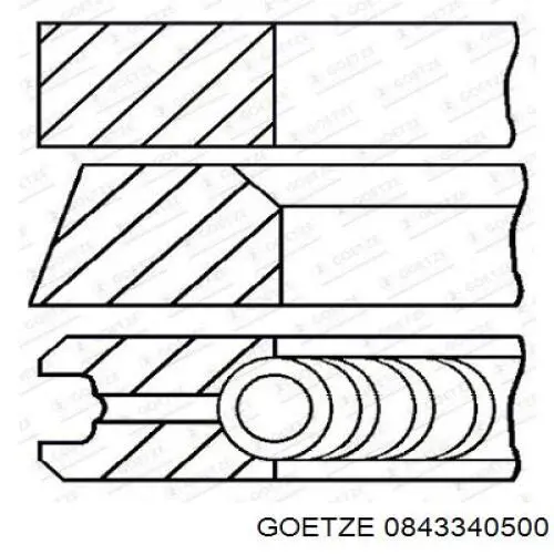 0843340500 Goetze кільця поршневі на 1 циліндр, 1-й ремонт (+0,25)