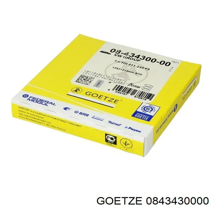 Кільця поршневі на 1 циліндр, STD. Goetze 0843430000 ціна, від 21.57 USD