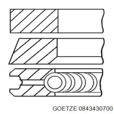 0843430700 Goetze кільця поршневі на 1 циліндр, 2-й ремонт (+0,50)