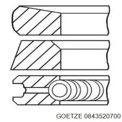 0843520700 Goetze кільця поршневі на 1 циліндр, 2-й ремонт (+0,50)