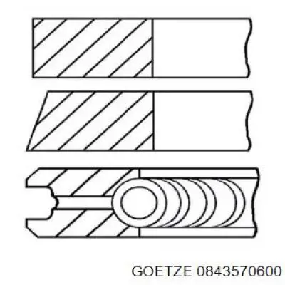 0843570600 Goetze кільця поршневі на 1 циліндр, 2-й ремонт (+0,50)