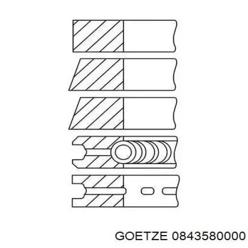 Кільця поршневі на 1 циліндр, STD. 0843580000 Goetze
