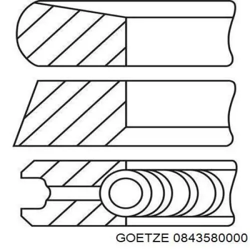 0843580000 Goetze Кільця поршневі на 1 циліндр, STD.