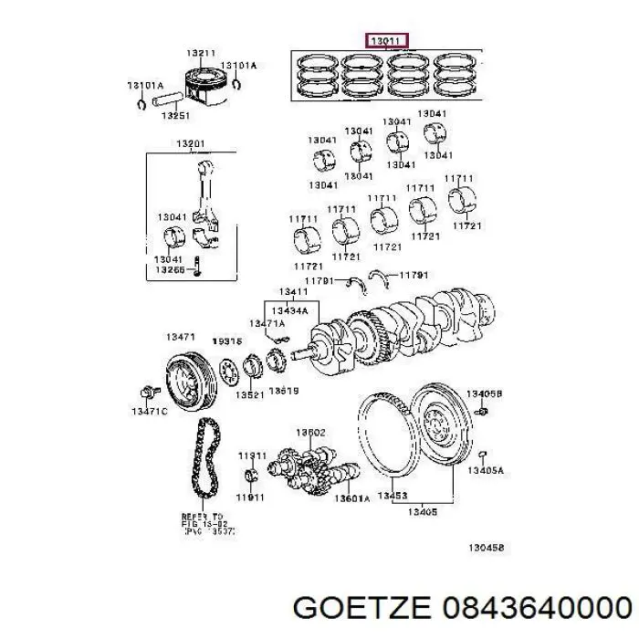 0843640000 Goetze кільця поршневі комплект на мотор, std.