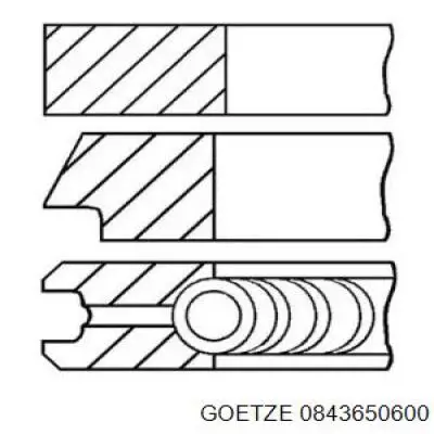 0843650600 Goetze кільця поршневі на 1 циліндр, 2-й ремонт (+0,50)