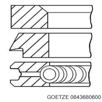 0843680600 Goetze кільця поршневі на 1 циліндр, 2-й ремонт (+0,50)