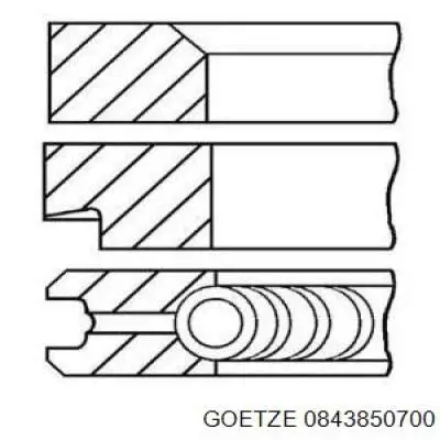 0843850700 Goetze кільця поршневі на 1 циліндр, 2-й ремонт (+0,50)