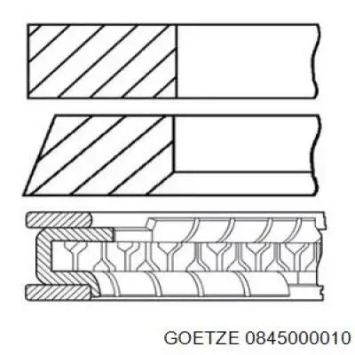 Купити 0845000010 Goetze Кільця поршневі на 1 циліндр, STD.