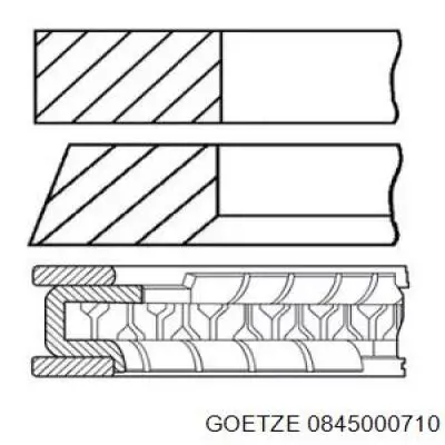 Купити 0845000710 Goetze Кільця поршневі на 1 циліндр, 2-й ремонт (+0,50)