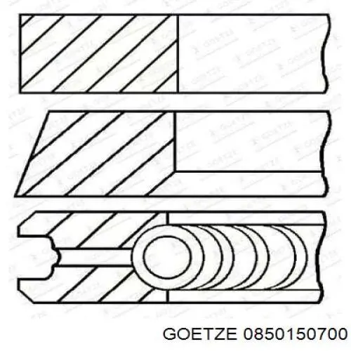 0850150700 Goetze кільця поршневі на 1 циліндр, 2-й ремонт (+0,50)