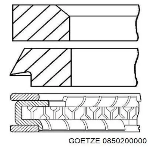 Кільця поршневі на 1 циліндр, STD. Goetze 0850200000 ціна, від 14.22 USD