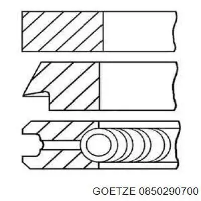 0850290700 Goetze Кільця поршневі на 1 циліндр, 2-й ремонт (+0,50)