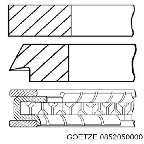 Кільця поршневі на 1 циліндр, STD. Goetze 0852050000 ціна, від 18.76 USD
