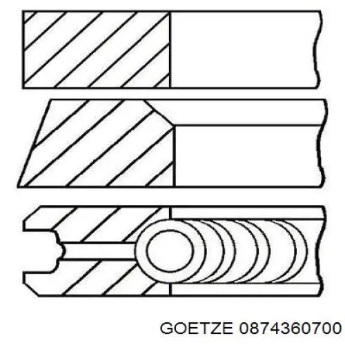Купити 0874360700 Goetze Кільця поршневі на 1 циліндр, 2-й ремонт (+0,50)