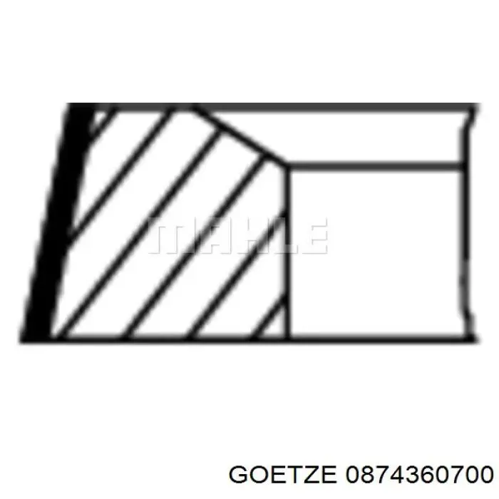 0874360700 Goetze кільця поршневі на 1 циліндр, 2-й ремонт (+0,50)
