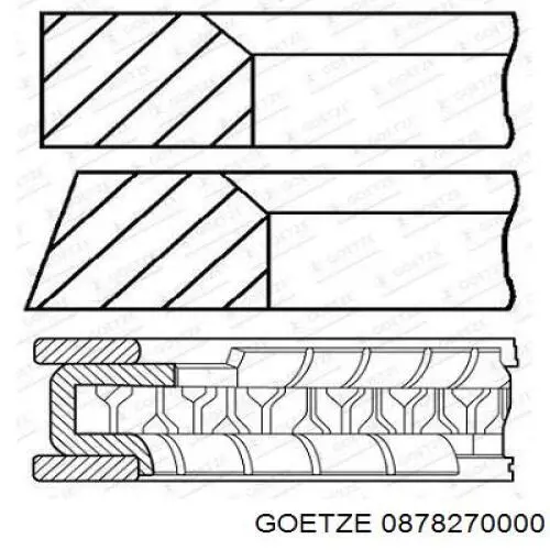 0878270000 Goetze Кільця поршневі на 1 циліндр, STD.