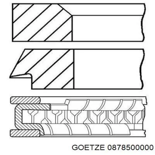 Кільця поршневі на 1 циліндр, STD. Goetze 0878500000 ціна, від 11.43 USD