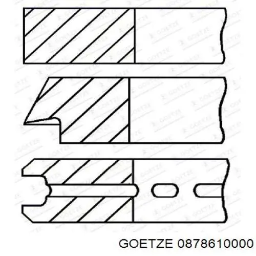 878610000 Goetze кільця поршневі на 1 циліндр, 1-й ремонт (+0,25)