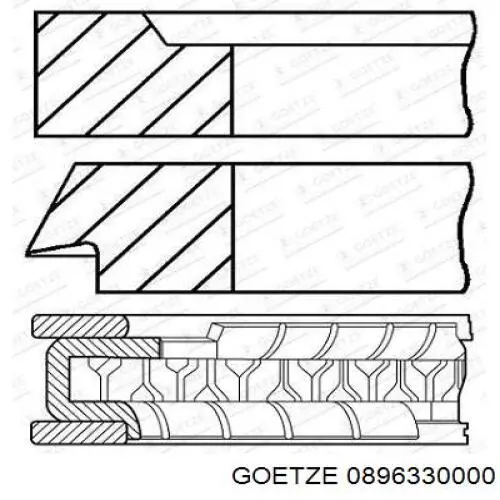 Кільця поршневі на 1 циліндр, STD. Goetze 0896330000 ціна, від 21.26 USD