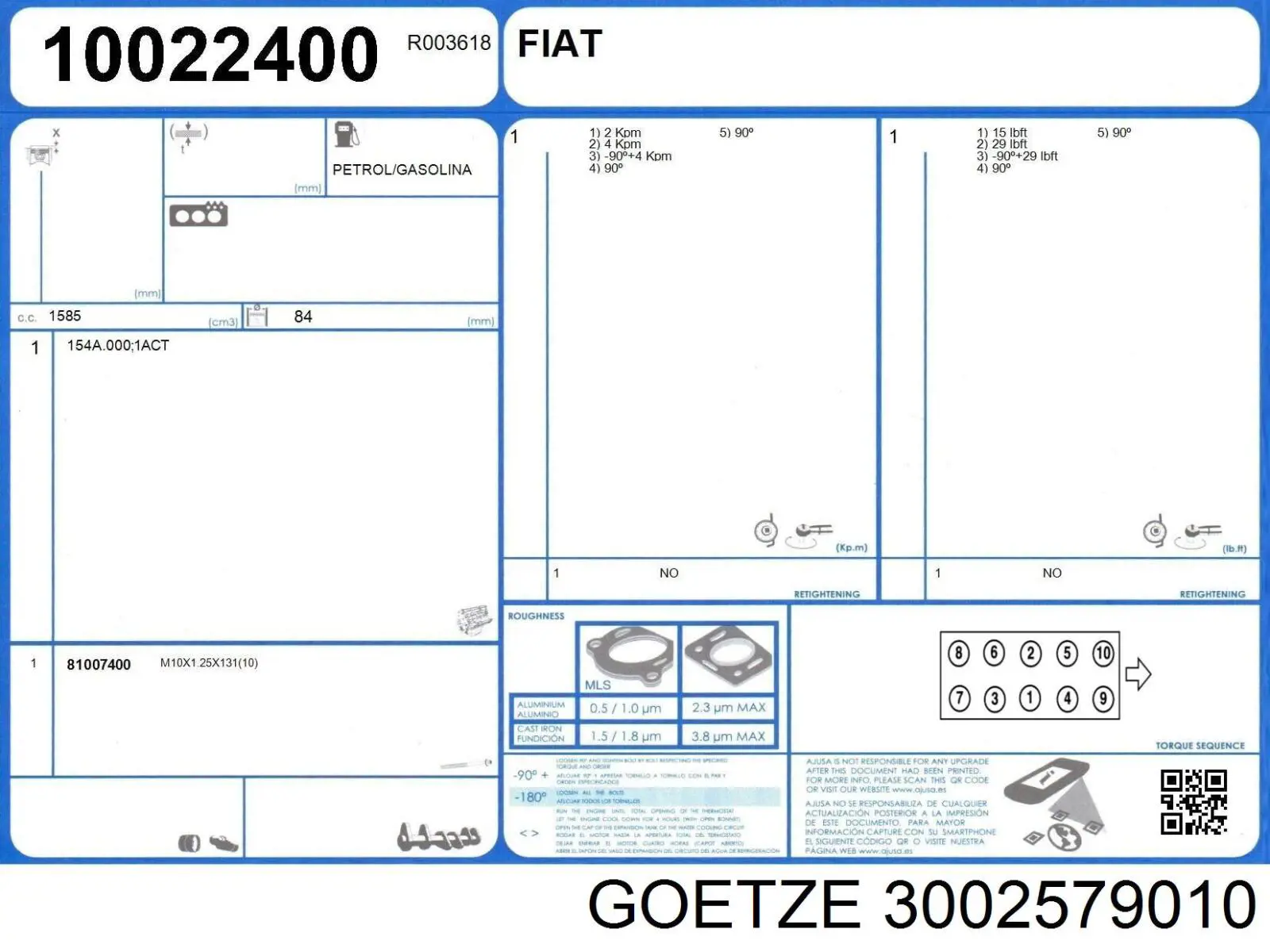 Купити 3002579010 Goetze Прокладка ГБЦ