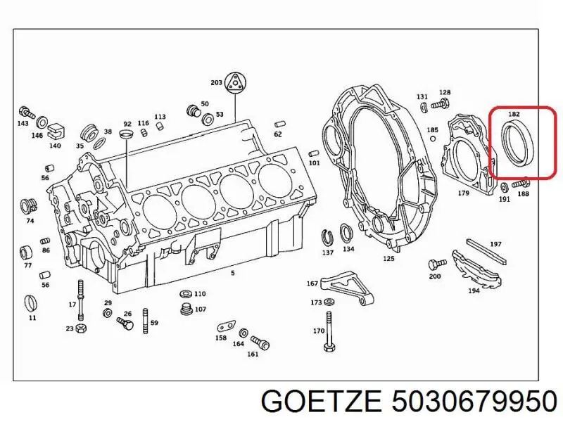 Купити 5030679950 Goetze Сальник колінвала задній