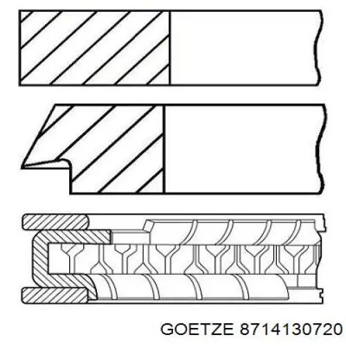 8714130720 Goetze поршень в комплекті на 1 циліндр, 2-й ремонт (+0,50)