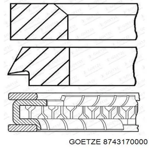 Поршень в комплекті на 1 циліндр, STD 8743170000 Goetze