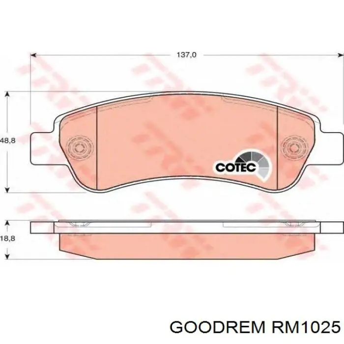 Задні гальмівні колодки Goodrem RM1025 ціна, від 13.52 USD
