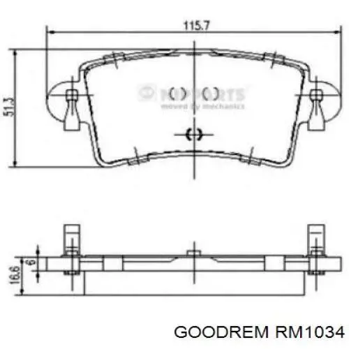 RM1034 Goodrem Колодки гальмівні задні, дискові