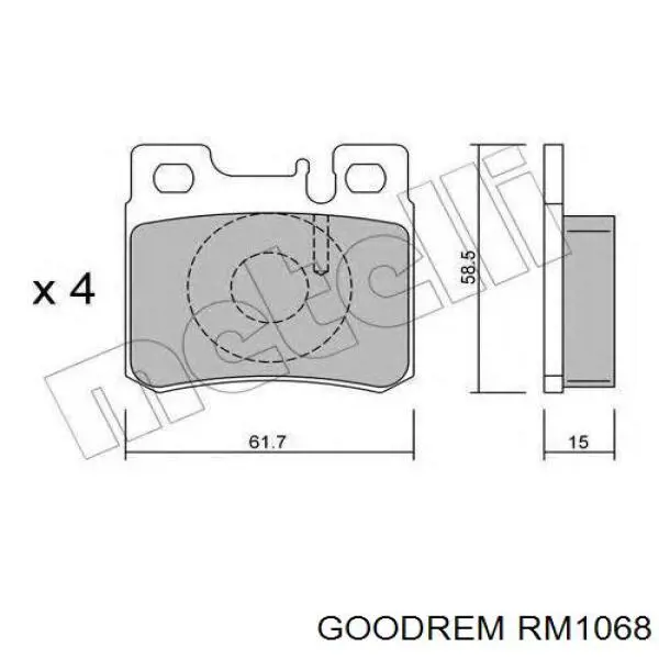 RM1068 Goodrem Колодки гальмівні задні, дискові