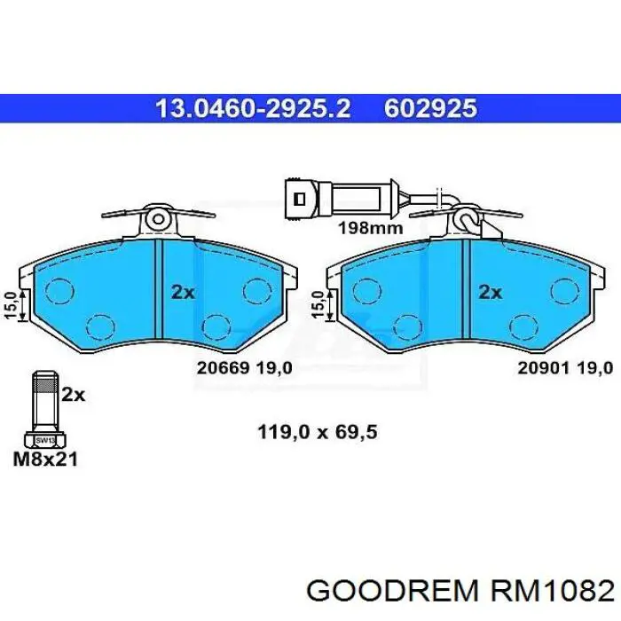 Гальмівні колодки Goodrem RM1082 ціна, від 13.75 USD