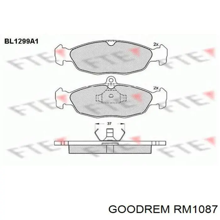 Гальмівні колодки Goodrem RM1087 ціна, від 11.81 USD
