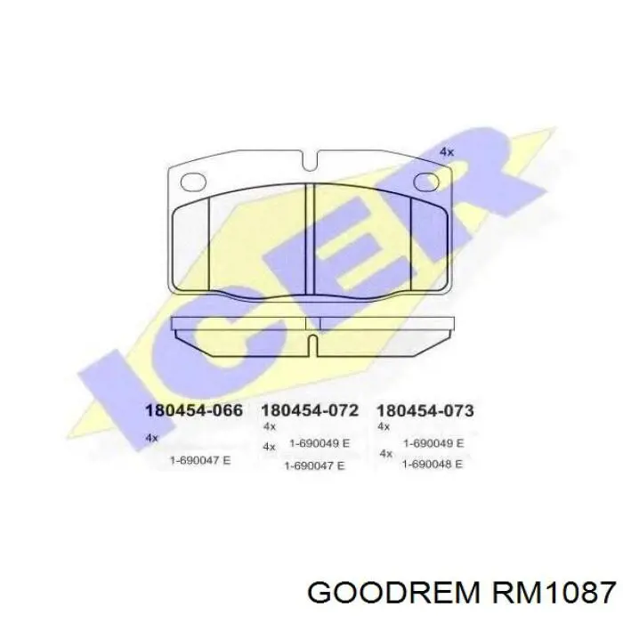 Передні тормозні колодки RM1087 Goodrem