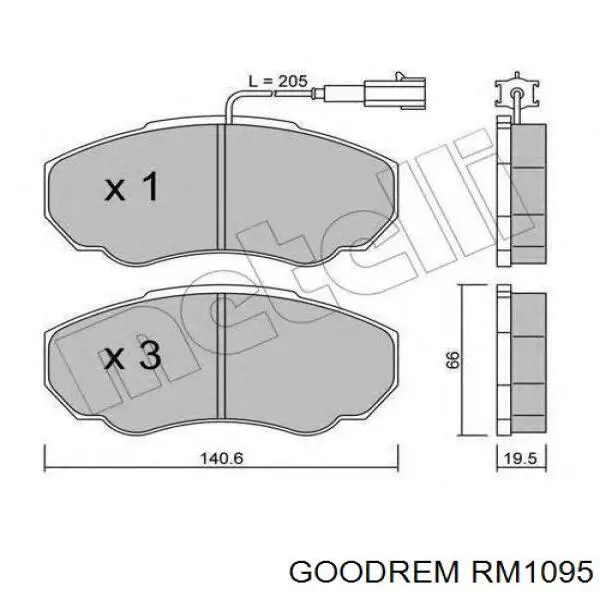 RM1095 Goodrem колодки гальмівні передні, дискові